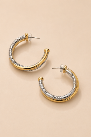 Two Tone Cable Earrings