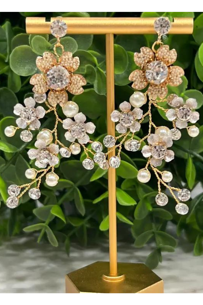 Golden Crystal Branch Earrings