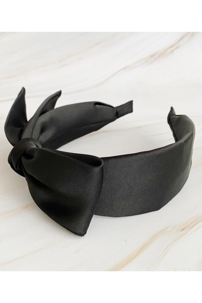 Black Satin Side Bow Headband