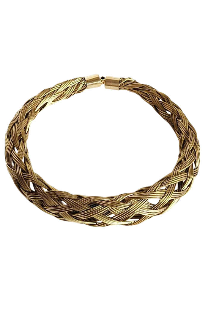 Brass braided cuff bracelet