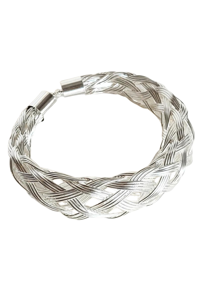 Silver braded cuff bracelet