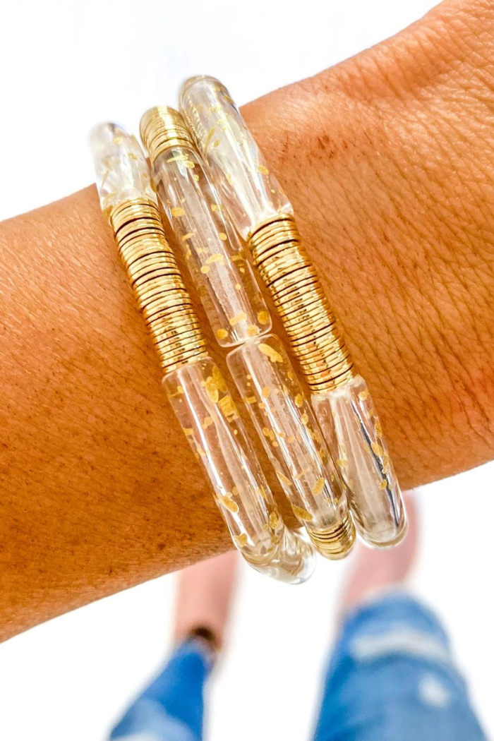 Acrylic Gold Flecked bracelet