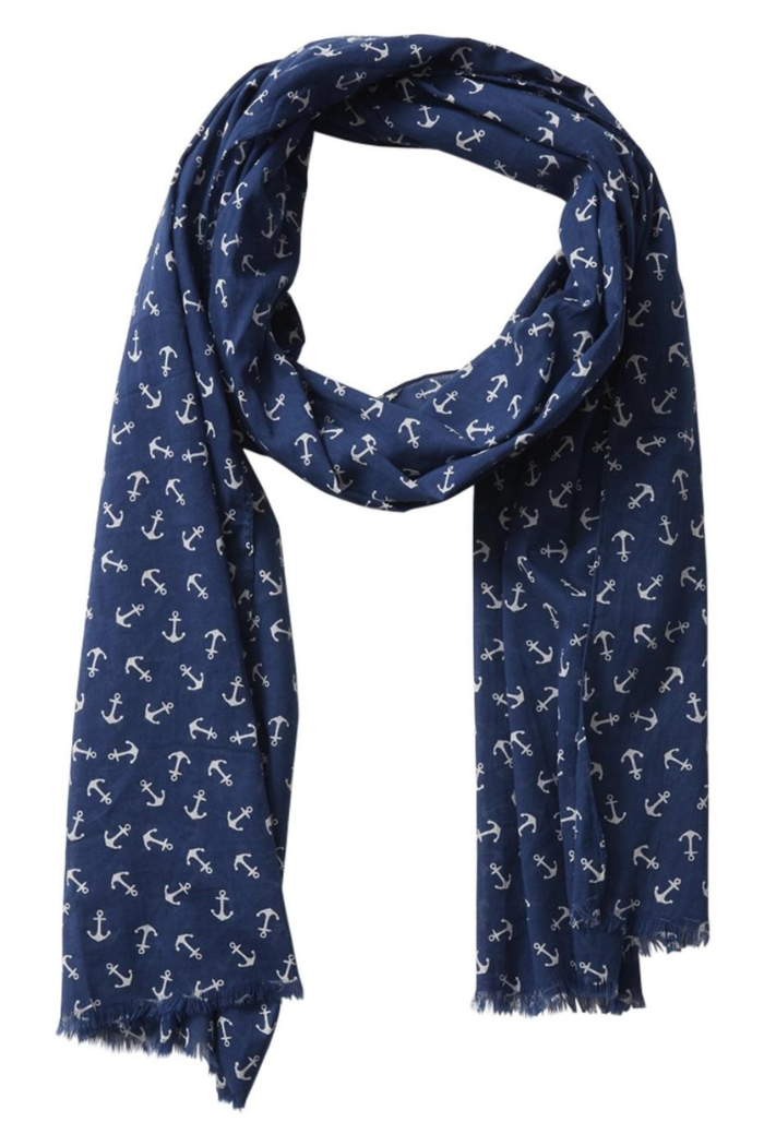 Blue and white anchor scarf
