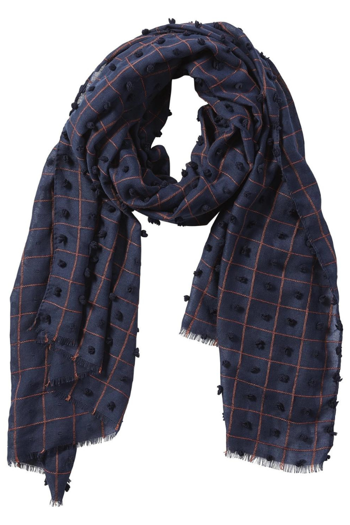 Knotted Navy Squares Scarf