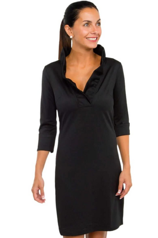 Gretchen Scott/ Black Ruffled Neck Dress