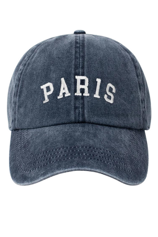 Washed Navy PARIS Baseball Cap