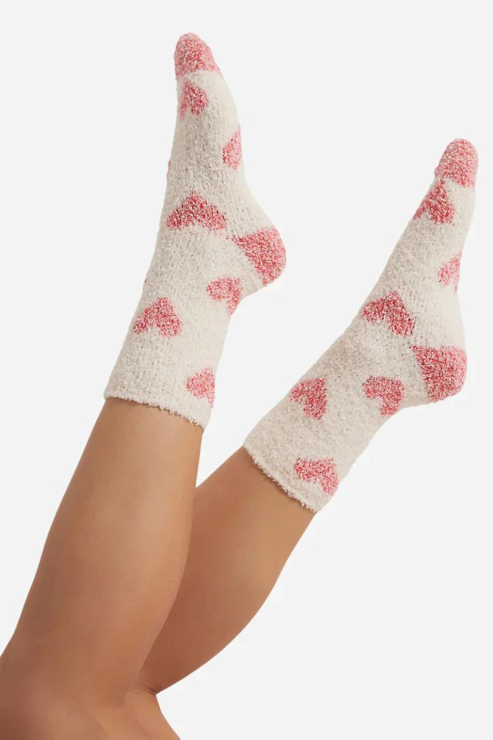 White socks with pink hearts