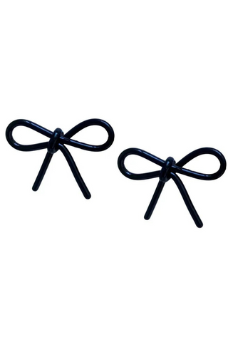 Black Acrylic Bow Earring