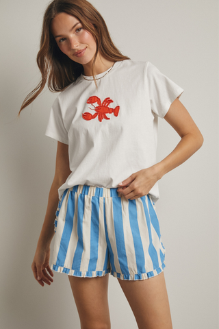 Wishlist Lobster Patch Tee - Off White/Red WL25-11862