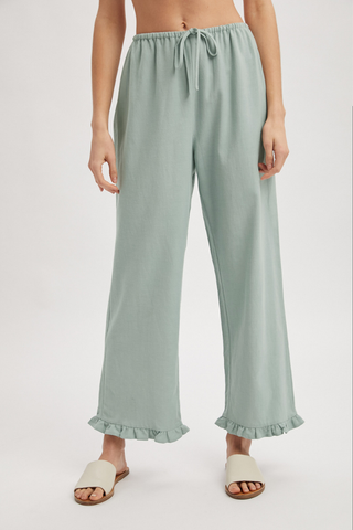 Wishlist Ruffle Hem Pants - Sage WL25-11785