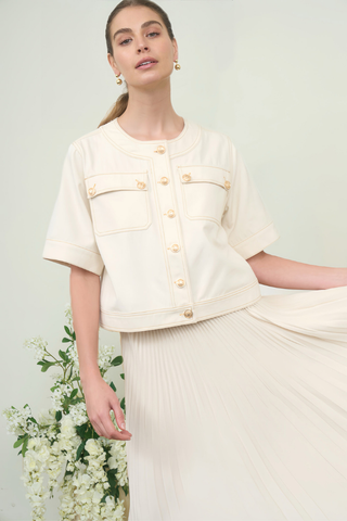 Zoe and Claire Woven Short Sleeve Jacket SP1201