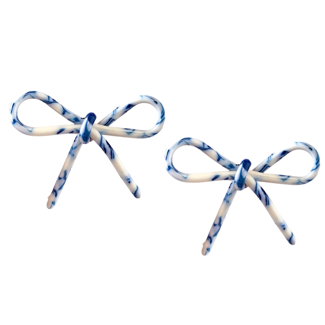 Marble Blue Acrylic Bow Earring