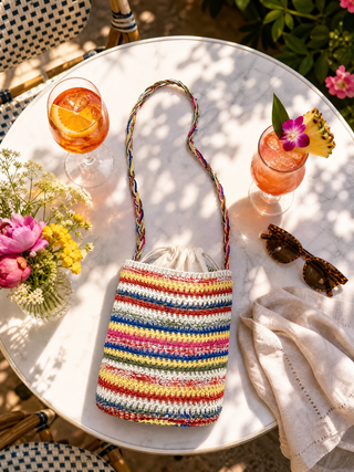 Boho Style Multi Color Striped Woven Bag