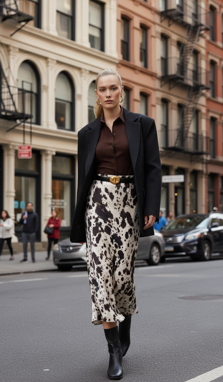 Stitched Clean Leather Belt with Asymmetrical Buckle - Brown