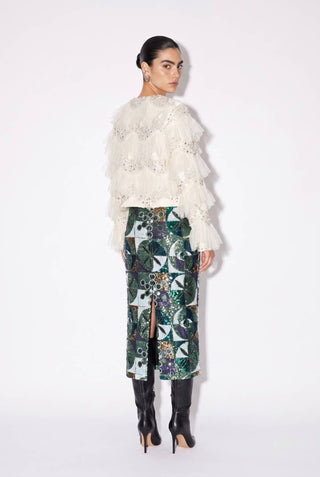 Geometric Sequin Embellished Midi Skirt Beulah AC5073
