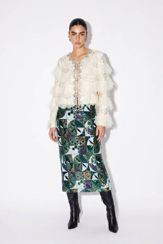 Geometric Sequin Embellished Midi Skirt Beulah AC5073