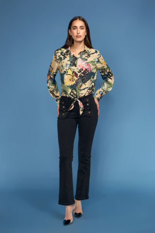 oo la la Assorted Button Trim Sailor Denim Jean M9909