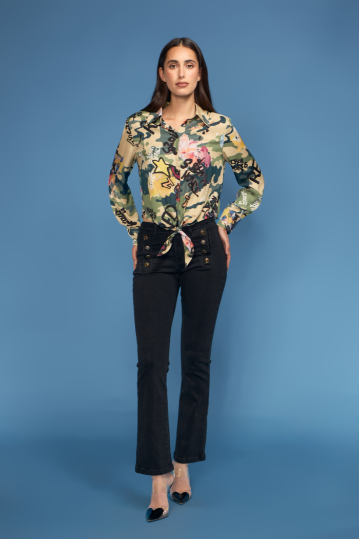 oo la la Assorted Button Trim Sailor Denim Jean M9909