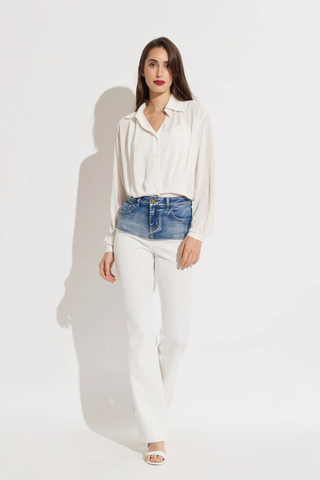 oo la la Crop Chiffon Blouse with Tank - White M9528