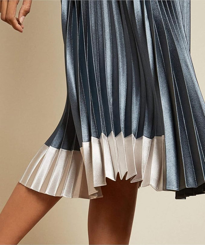 Pleated Satin MIdi Skirt