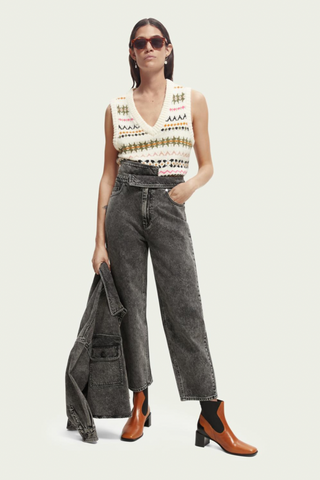 Scotch & Soda Relaxed Fit Fair Isle Knit V-neck Vest