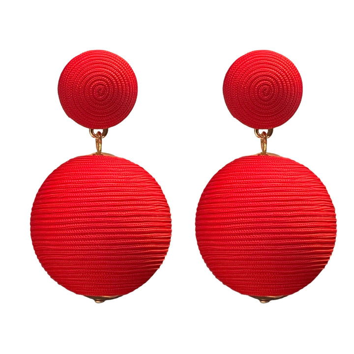 Red Lido Pom Pom Earrings