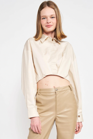 En Saison Lessie Cropped Button Down