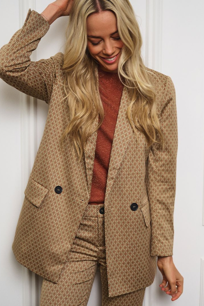 Double Breasted Knitted Diamond Blazer