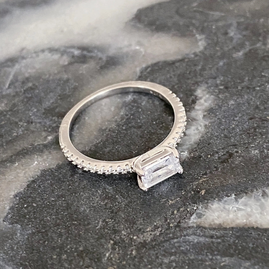 Single Stone Sterling Silver Ring