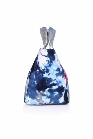 Ocean Blue Tie Dye Beach Tote - Boho Summer Vacation Bag