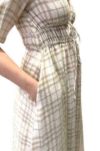 Plaid Plunge Midi Dress