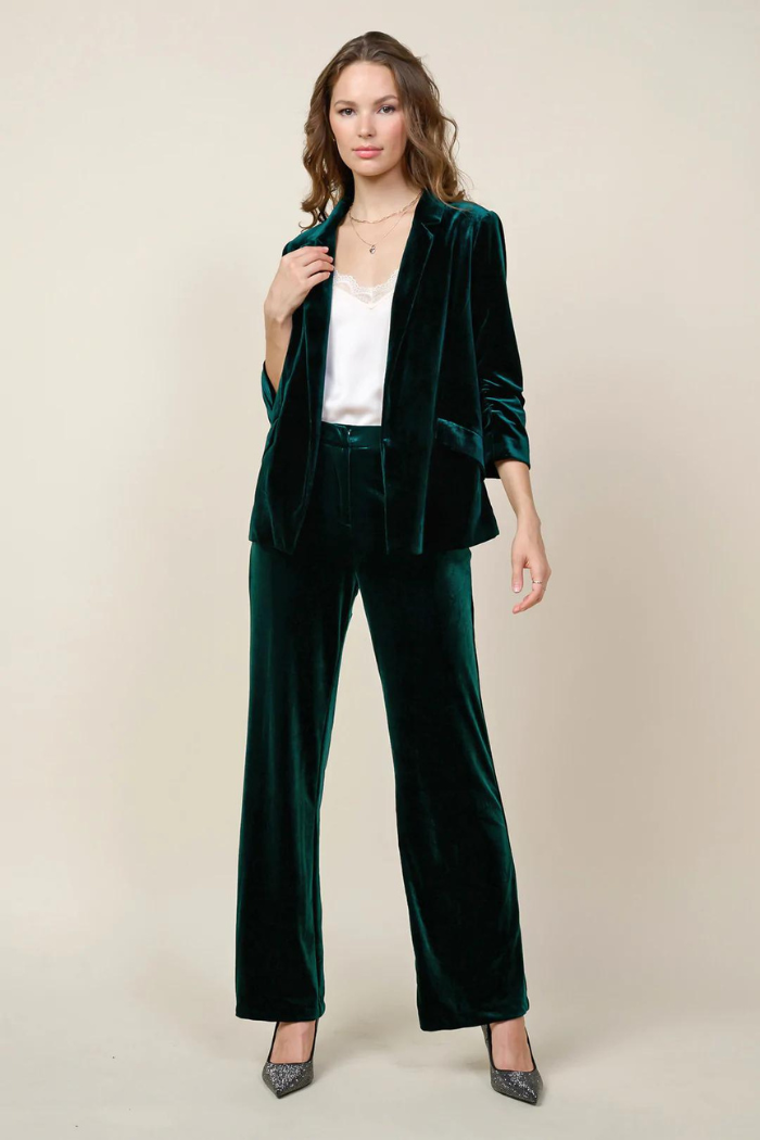 Ruched Velvet Blazer