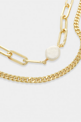 Double Layer Curb Chain Paperclip Necklace