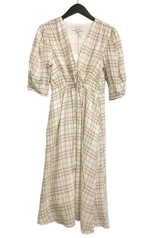 Plaid Plunge Midi Dress