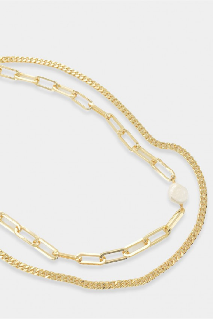 Double Layer Curb Chain Paperclip Necklace
