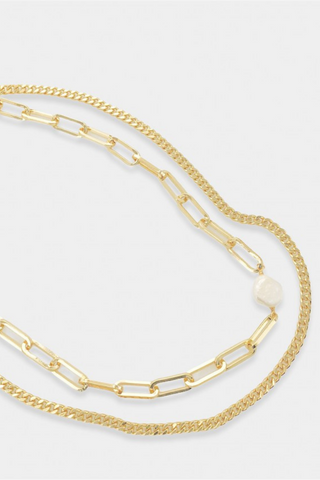 Double Layer Curb Chain Paperclip Necklace