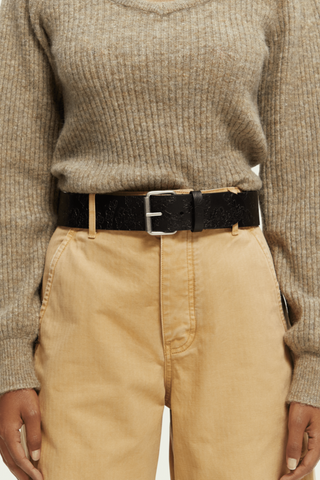 Debossed Leather Belt