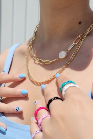 Double Layer Curb Chain Paperclip Necklace
