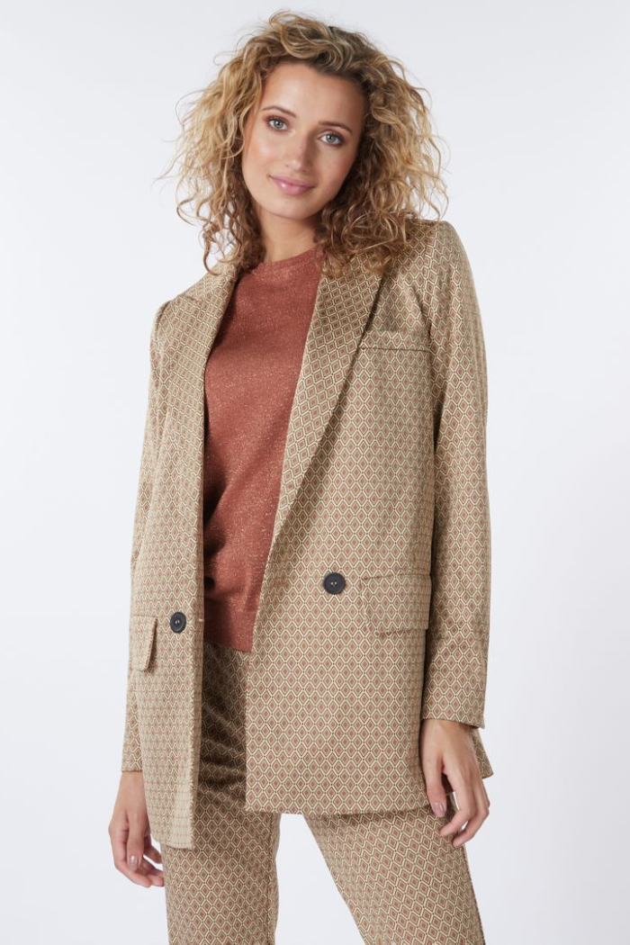 Double Breasted Knitted Diamond Blazer