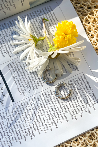 Cable Hoop 2 Tone Earrings