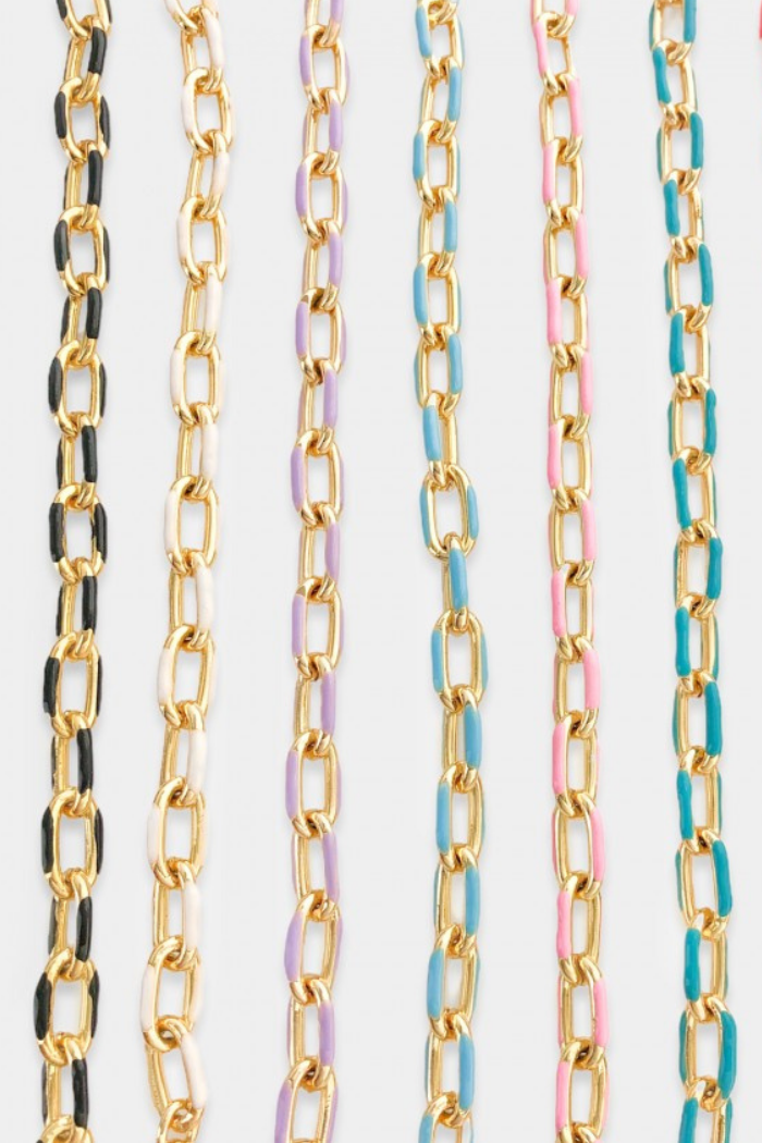 Enamel Paper Clip Chain Necklace