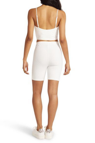 Keep Knit Simple Short Made by BB Dakota x Steve Madden. Keep Knit Simple is an essential mid-thigh length bike short with elastic waist casing.