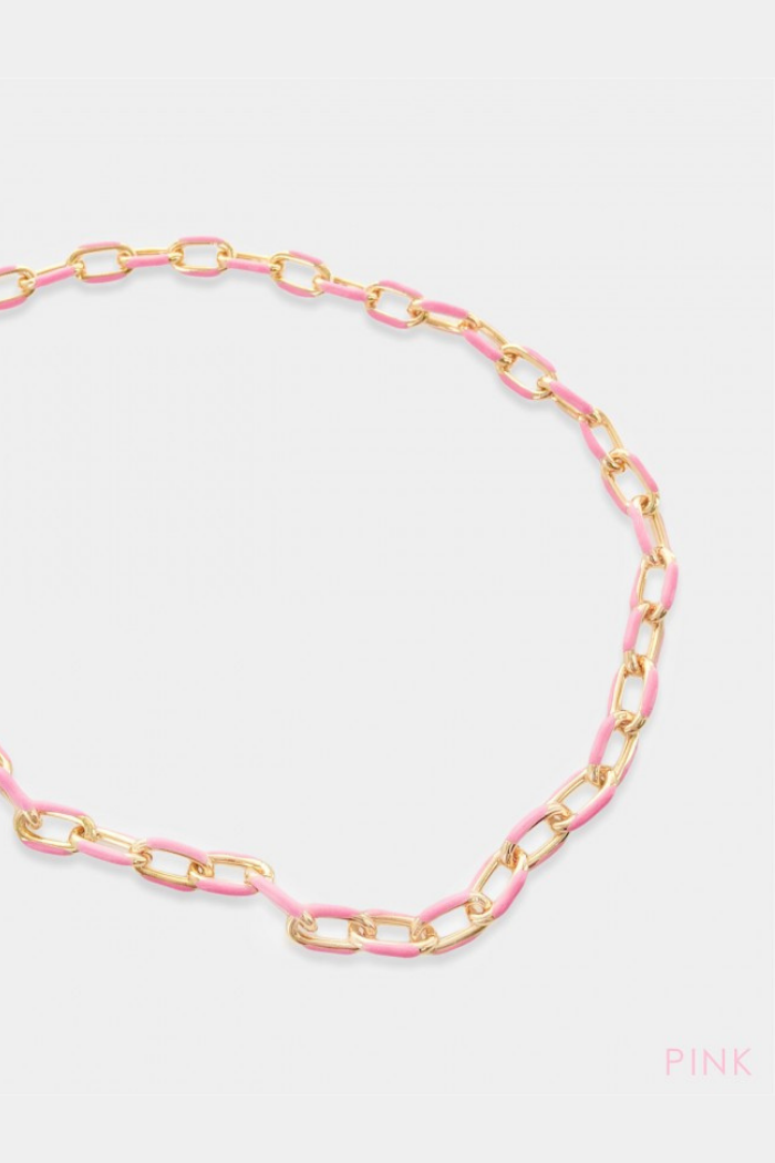 Enamel Paper Clip Chain Necklace