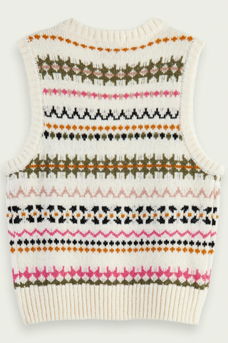 Scotch & Soda Relaxed Fit Fair Isle Knit V-neck Vest