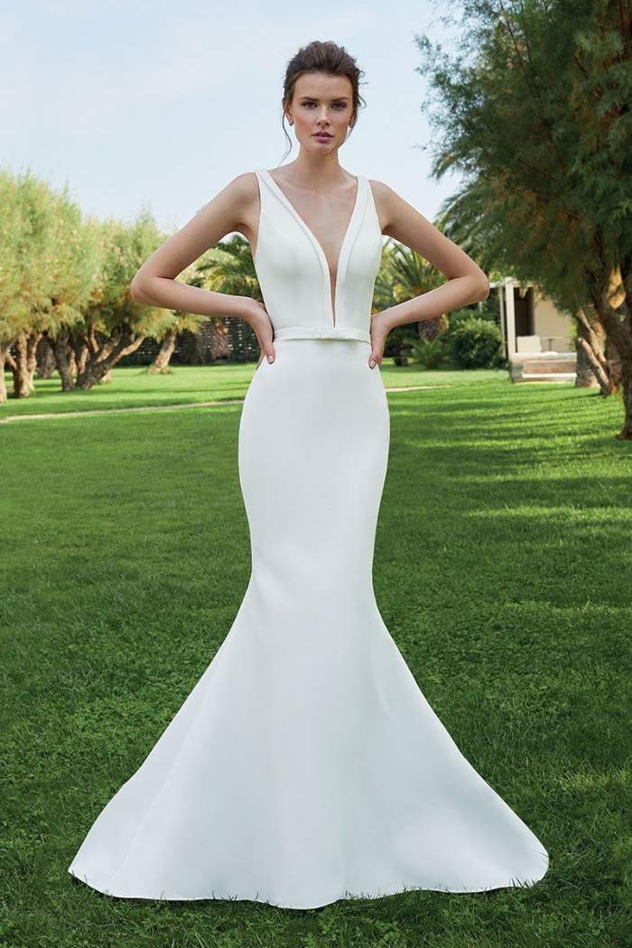 Illusion Back Deep V Gown