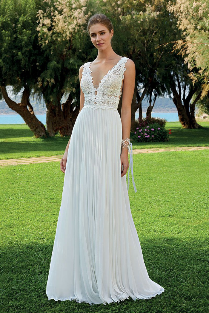 Lace Top Chiffon Skirt Gown
