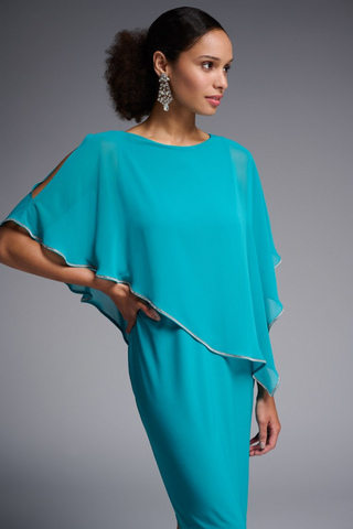Chiffon and Silky Knit Sheath Dress