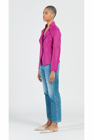 Clara Sunwoo JK161 Magenta Liquid Leather Jacket