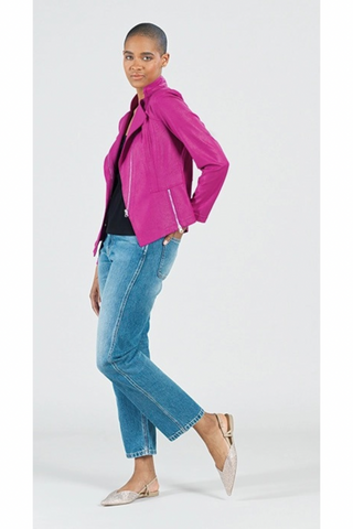 Clara Sunwoo JK161 Magenta Liquid Leather Jacket