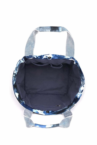 Ocean Blue Tie Dye Beach Tote - Boho Summer Vacation Bag